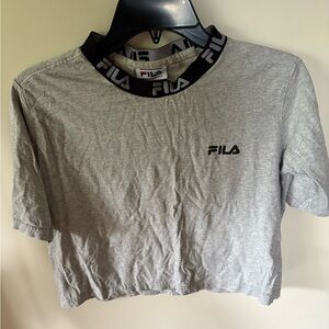 Fila Gray Crop T-Shirt with Black Accents